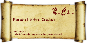 Mendelsohn Csaba névjegykártya